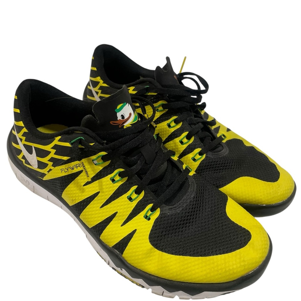 Nike Flywire Athletic Shoes - Black and Yellow Oregon Ducks Team Issue